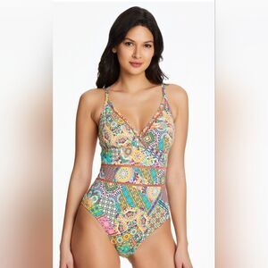 Bleu By Rod Beattie Seriously Sunny One Piece Swimsuit NWOT Size 12 Paisley